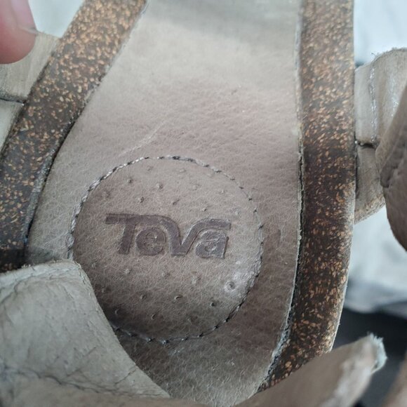 Teva Shoes Womens Size 6 Tan Leather Ysidro Wedge Sandals - Picture 3 of 11